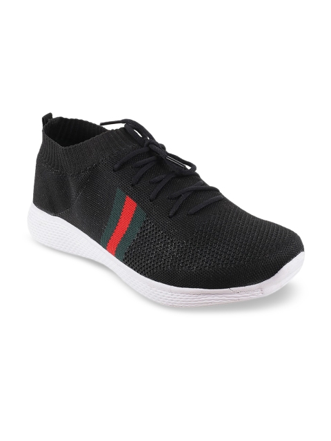 WALKWAY Men Black Woven Design Sneakers