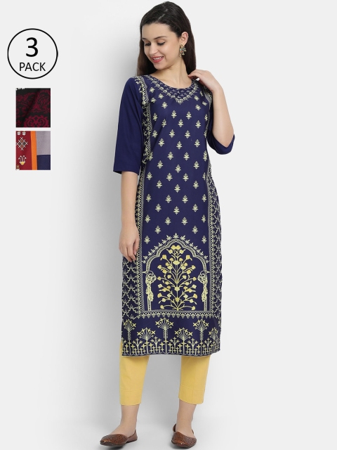 Ethnic basket Women Pack Of 3 Multicoloured Ethnic Motifs Printed Crepe Kurta, Multi
Ethnic basket Women Pack Of 3 Multicoloured Ethnic Motifs Printed Crepe Kurta, Multi