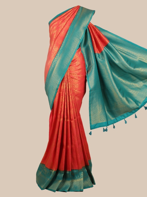 Pothys Pink & Green Art Silk Woven Design Banarasi Saree