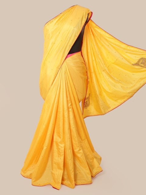 Pothys Yellow Embellished Art Silk Saree