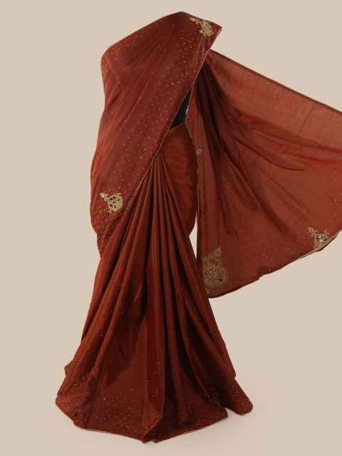 Pothys Brown Embellished Art Silk Saree