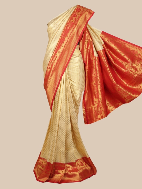 Pothys Cream-Coloured Art Silk Woven Design Banarasi Saree