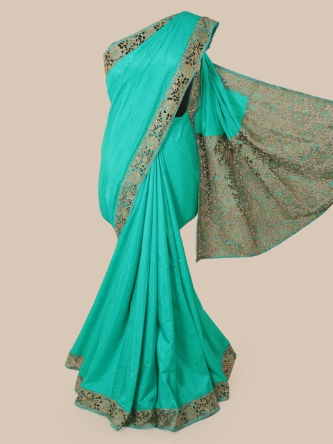 Pothys Blue & Beige Art Silk Solid Saree