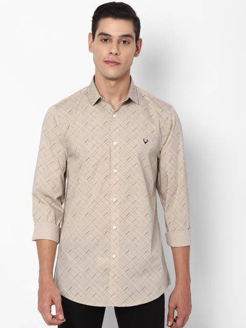 Allen Solly Men Beige & Grey Slim Fit Printed Casual Shirt