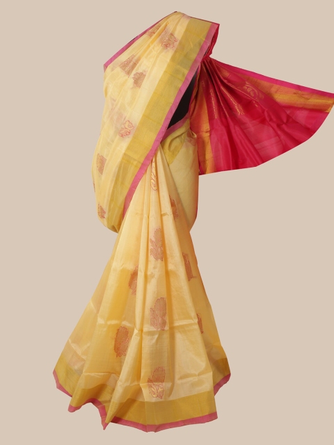 Pothys Cream-Coloured Woven Design Kanjeevaram Saree