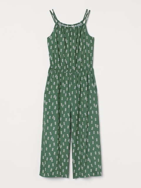 H&M Girls Green & White Pineapple Printed Jumpsuit