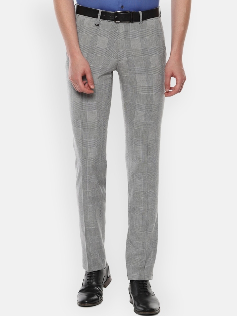 Van Heusen Men Grey Checked Slim Fit Semiformal Trousers
