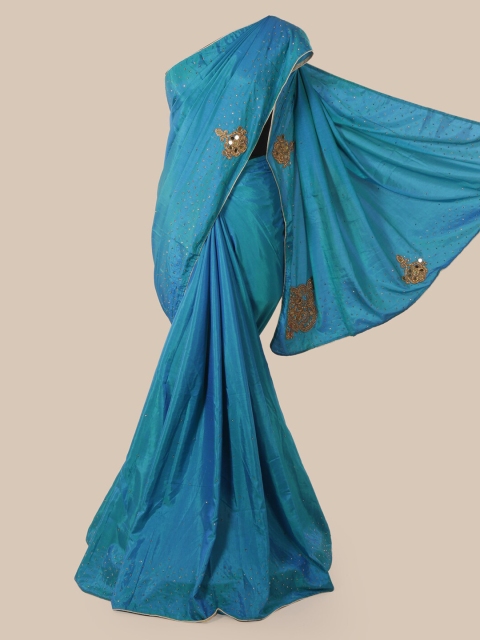 Pothys Blue Embellished Art Silk Saree