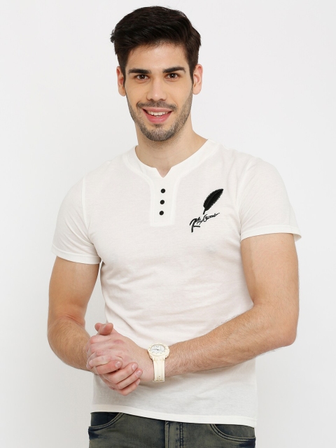 Rex Straut Jeans Men White Slim Fit T-shirt
