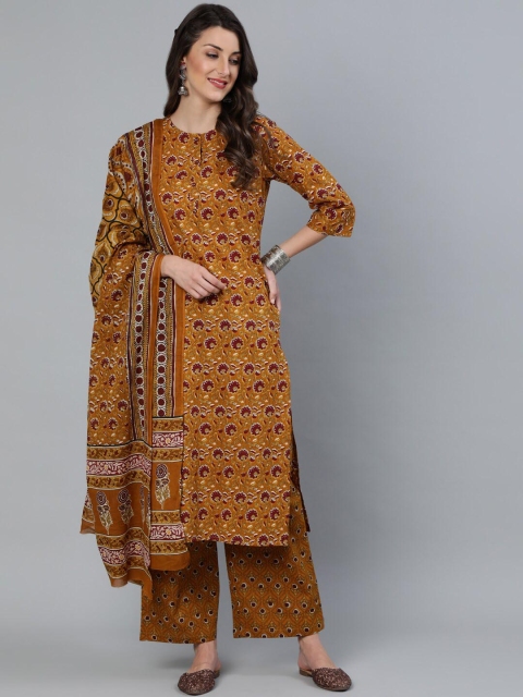 Nayo Women Mustard & Burgundy Printed Straight Pure Cotton Kurta with Trousers & Dupatta
Nayo Women Mustard & Burgundy Printed Straight Pure Cotton Kurta with Trousers & Dupatta