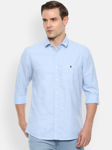 Louis Philippe Sport Men Blue Solid Slim Fit Casual Shirt