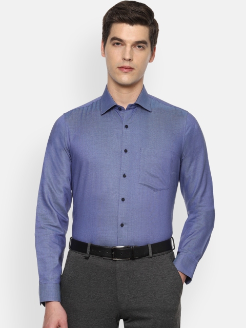 Van Heusen Men Navy Blue & White Slim Fit Checked Formal Shirt