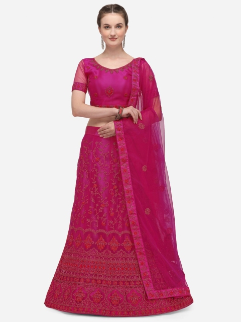 Netram Magenta Semi-Stitched Lehenga & Blouse with Dupatta