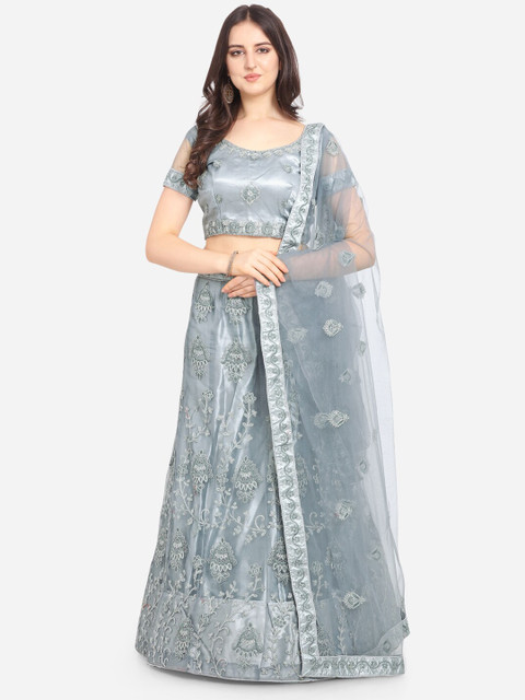 VRSALES Grey & Silver-Toned Embroidered Semi-Stitched Lehenga & Unstitched Blouse with Dupatta
VRSALES Grey & Silver-Toned Embroidered Semi-Stitched Lehenga & Unstitched Blouse with Dupatta