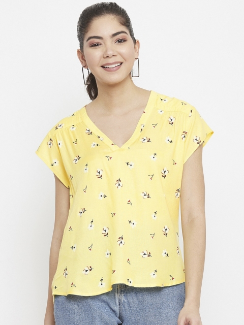 SECRETS BY ZEROKAATA Yellow Floral Regular Top