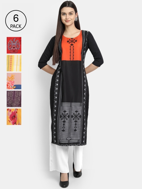 Ethnic basket Pack of 6 Women Multicoloured Ethnic Motifs Printed Crepe Kurta, Multi
Ethnic basket Pack of 6 Women Multicoloured Ethnic Motifs Printed Crepe Kurta, Multi