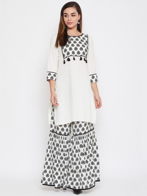 TULIP 21 Women Off White & Black Ethnic Motifs Yoke Design A-Line Kurta with Sharara
TULIP 21 Women Off White & Black Ethnic Motifs Yoke Design A-Line Kurta with Sharara