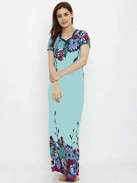 Pretty Awesome Green Printed Nightdress
