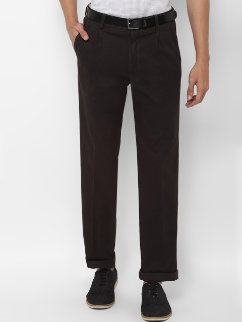 Allen Solly Men Brown Pleated Regular Trousers