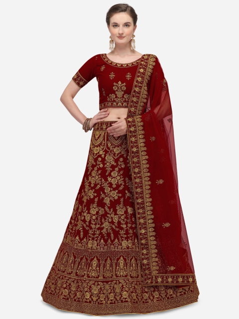 Netram Maroon & Gold-Toned Embroidered Semi-Stitched Lehenga & Unstitched Blouse with Dupatta
Netram Maroon & Gold-Toned Embroidered Semi-Stitched Lehenga & Unstitched Blouse with Dupatta