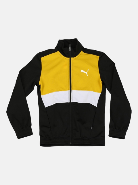 Puma Boys Black & Yellow Colourblocked Track Suit