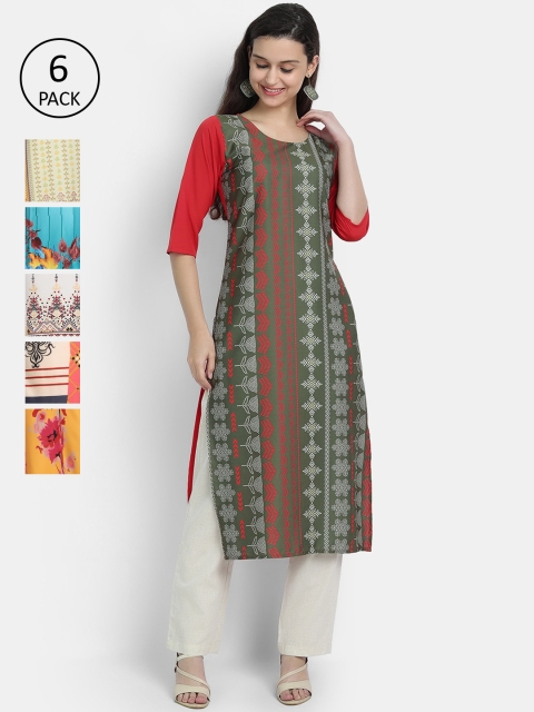 Ethnic basket Women Pack Of 6 Multicoloured Ethnic Motifs Printed Crepe Kurtas, Multi
Ethnic basket Women Pack Of 6 Multicoloured Ethnic Motifs Printed Crepe Kurtas, Multi