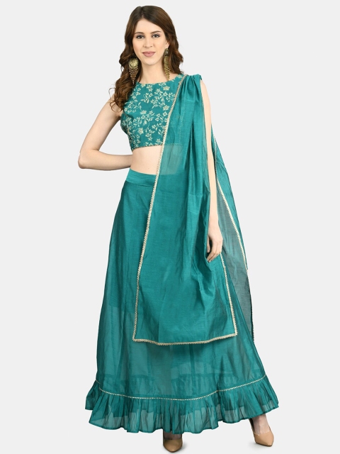 Myshka Green & Gold-Toned Printed Semi-Stitched Lehenga & Blouse with Dupatta
Myshka Green & Gold-Toned Printed Semi-Stitched Lehenga & Blouse with Dupatta