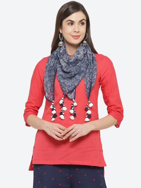 Biba Blue & White Printed Dupatta