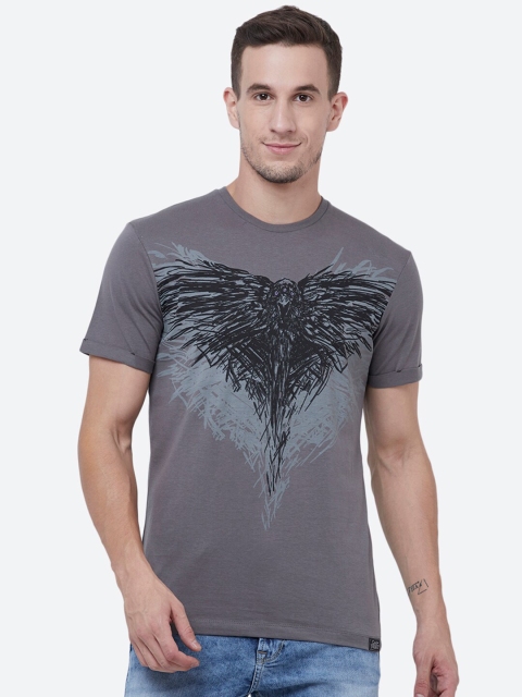 Free Authority Men Grey Game Of Thrones Printed Round Neck T-shirt