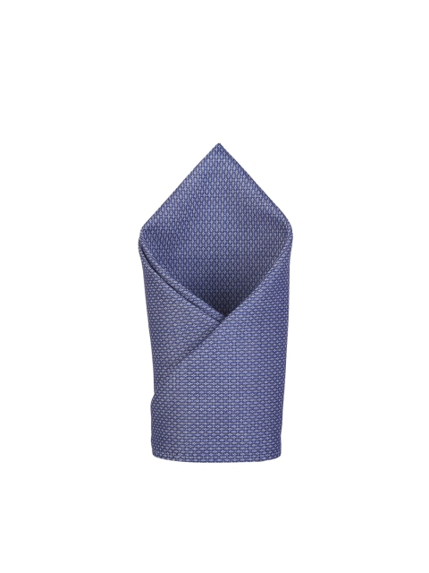 Bruun & Stengade Men Navy Blue Woven-Design Cotton Pocket Square