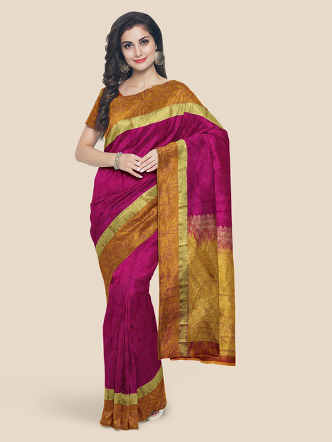 Kalamandir Magenta Solid Kanjeevaram Saree
Kalamandir Magenta Solid Kanjeevaram Saree