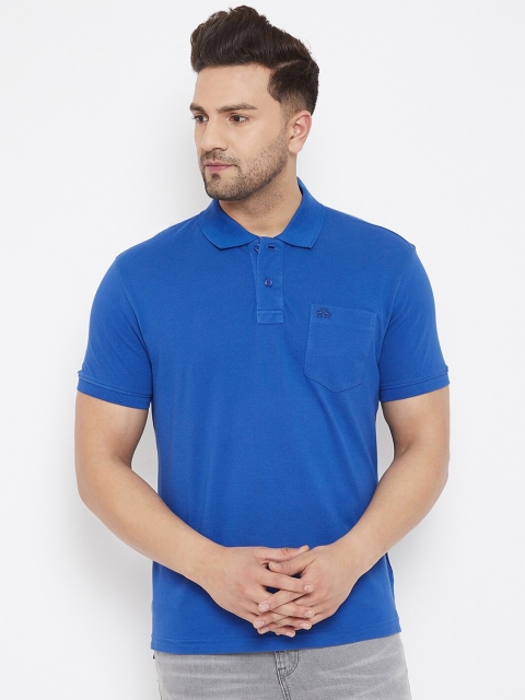 98 Degree North Men Blue Polo Collar T-shirt