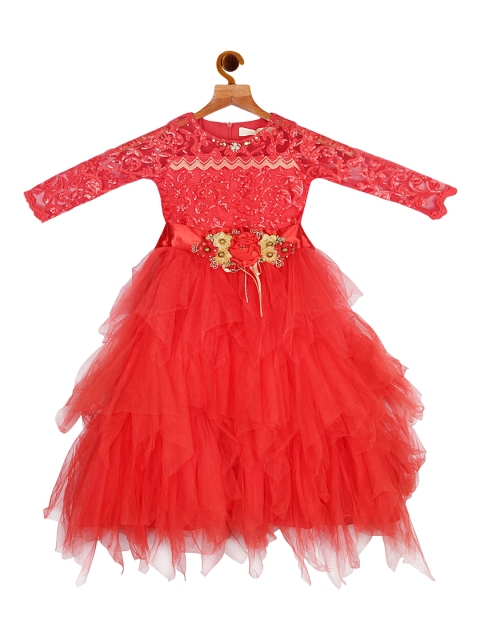 Tiny Girl Red Tiered Gown
