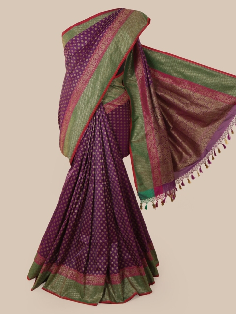 Pothys Purple & Gold-Toned Pure Silk Woven Design Banarasi Saree