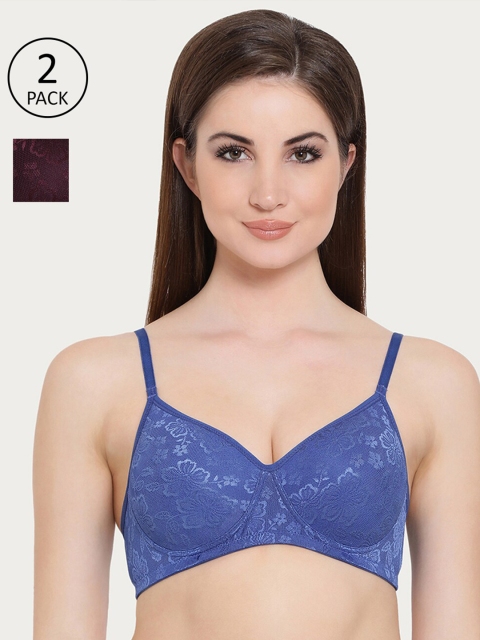 Clovia Pack of 2 Blue & Purple Lace Non-Wired Lightly Padded T-shirt Bra COMBRC76432B
Clovia Pack of 2 Blue & Purple Lace Non-Wired Lightly Padded T-shirt Bra COMBRC76432B