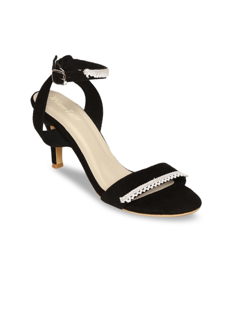 Milano Torre Women Black Solid Kitten Heels with Beaded Detail