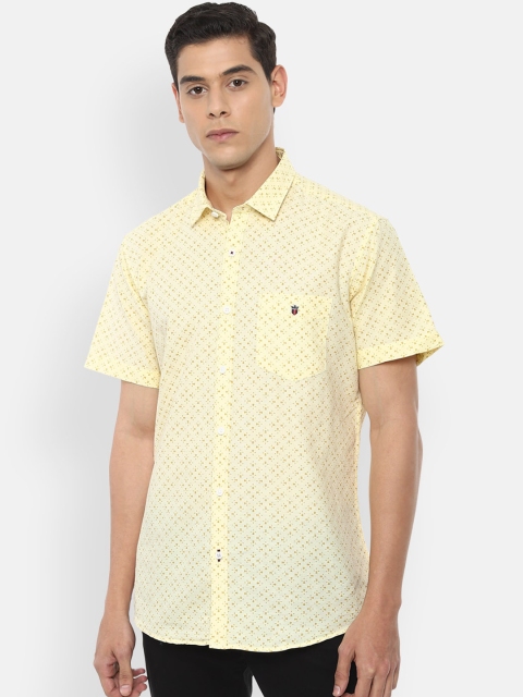 Louis Philippe Sport Men Yellow Printed Regular Fit Casual Shirt