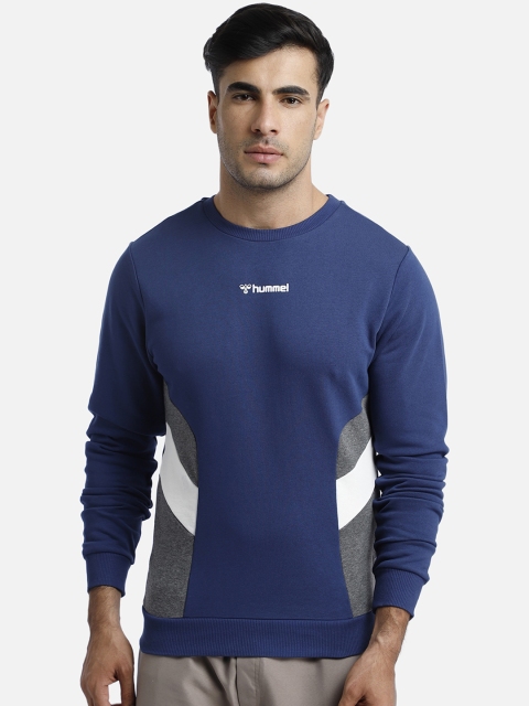 hummel Men Blue Colourblocked Sweatshirt