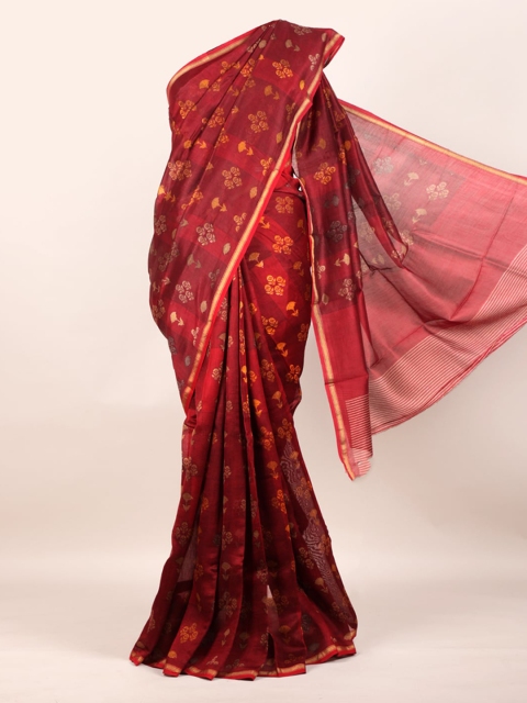 Pothys Maroon Pure Cotton Woven Design Chanderi Saree