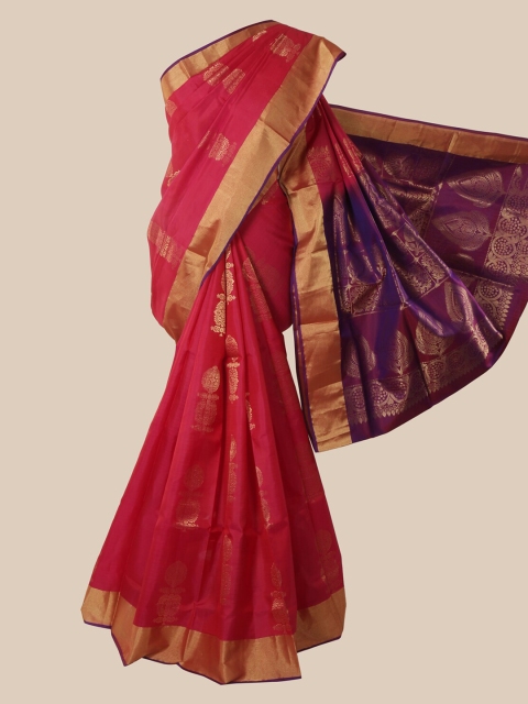 Pothys Pink Woven Design Zardozi Pure Silk Saree Kanjeevaram