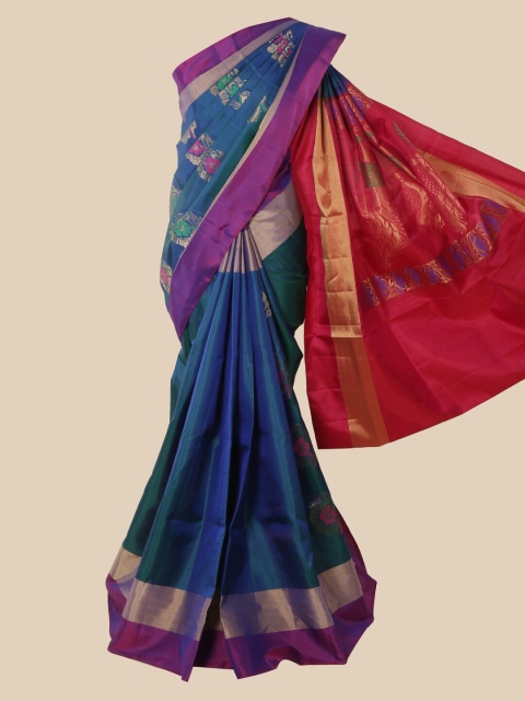Pothys Blue Pure Silk Woven Design Kanjeevaram Saree