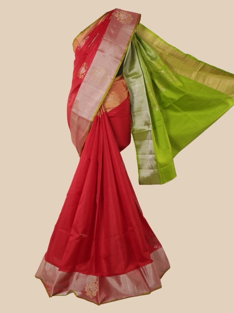Pothys Red & Green Pure Silk Woven Design Kanjeevaram Saree