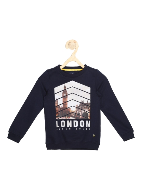 Allen Solly Junior Boys Navy Blue Printed Sweatshirt