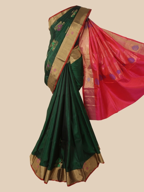 Pothys Green & Pink Pure Silk Woven Design Kanjeevaram Saree