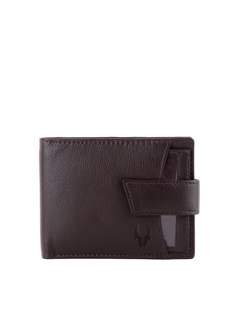 WildHorn Men Brown Solid RFID Leather Two Fold Wallet