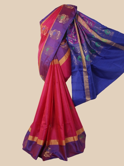 Pothys Pink Ethnic Motifs Woven Design Kanjeevaram Pure Silk Saree