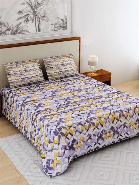 Salona Bichona Purple & Yellow Abstract 104 TC Cotton 1 Queen Bedsheet with 2 Pillow Covers
Salona Bichona Purple & Yellow Abstract 104 TC Cotton 1 Queen Bedsheet with 2 Pillow Covers