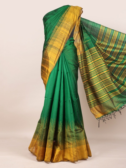 Pothys Green Pure Jute Silk Saree