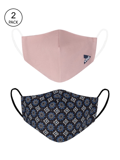 VEA Unisex Pack Of 2 3-Ply Reusable Premium Cotton Protective Outdoor Face Masks, Pink