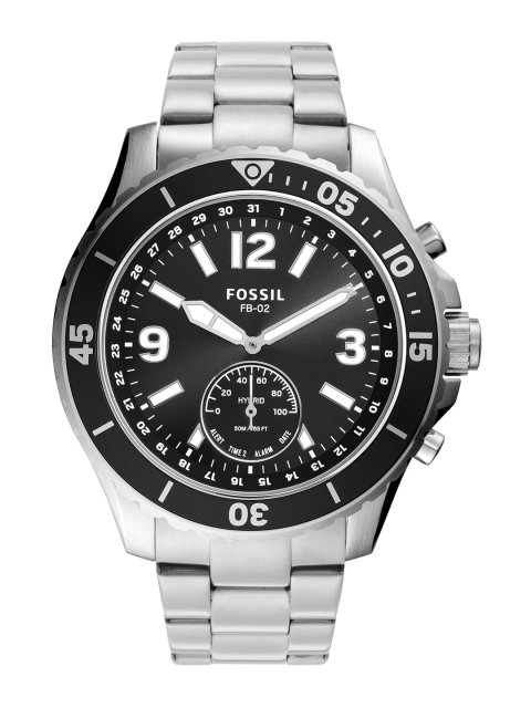 Fossil Men Black Dial & Silver Toned Analogue Bluetooth Watch FTW1303